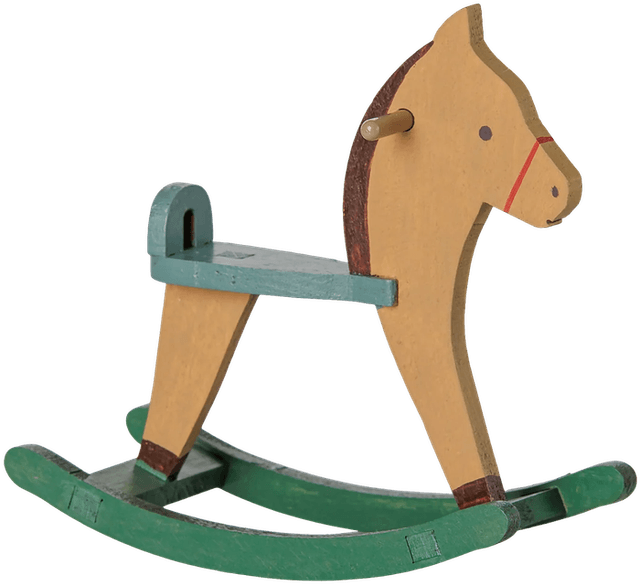 A miniature wooden rocking horse